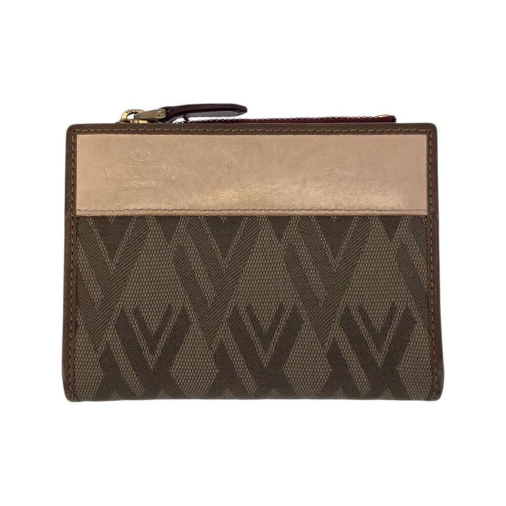 Valentino Canvas Leather Compact Wallet